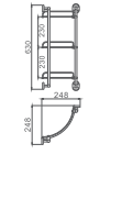 Полка стеклянная HAIBA HB1907-3 3- ярус, угловая, хром