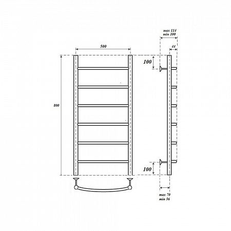 Полотенцесушитель водяной Point Афина PN04158BR П6 500x800, бронза