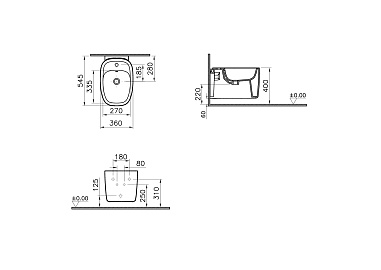 Биде VITRA Plural 7831B483-0288, подвесное, матовый Черный