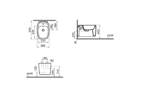 Биде VITRA Plural 7831B483-0288, подвесное, матовый Черный