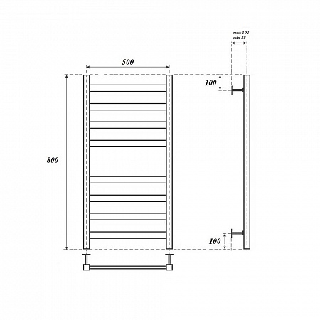 Полотенцесушитель электрический Point Меркурий PN83158BE П8 500x800 левый/правый, черный