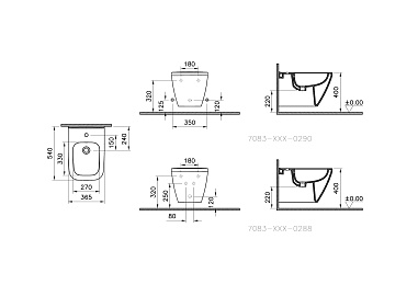 Биде VITRA Integra Square 7083B003-0288 подвесное