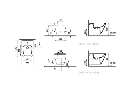 Биде VITRA Integra Square 7083B003-0288 подвесное
