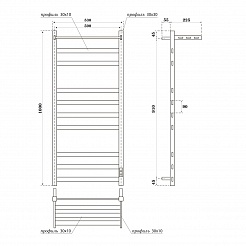 Полотенцесушитель электрический Point Меркурий PN83850PGR П9 500x1000 с полкой, диммер справа,графит