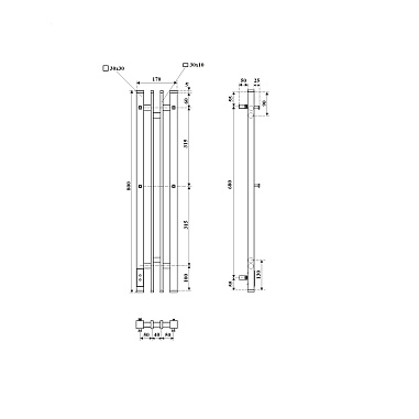 Полотенцесушитель электрический Point Фрея PN20728W П2 140x800 диммер слева, белый