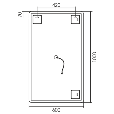 Зеркало Silver Mirrors Incanto-BLACK 600х1000 (бесконтактный сенсор, гор./верт.)