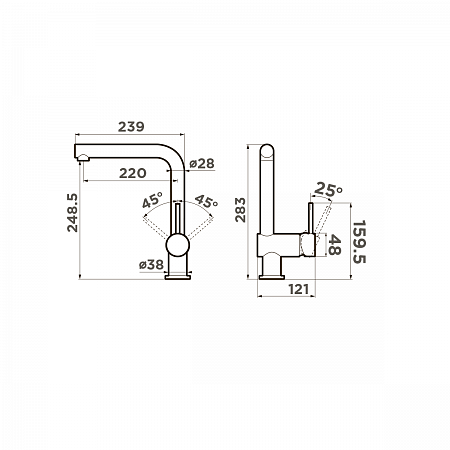 Смеситель OMOIKIRI Tanigawa-C для кухни латунь/хром