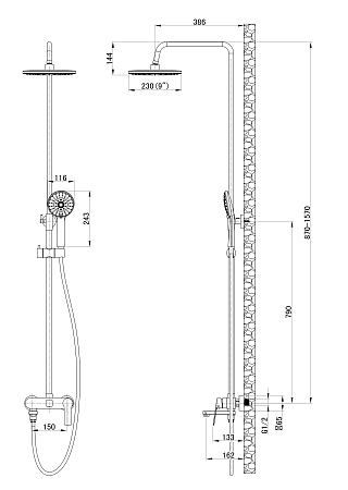 Душевая система со смесителем, арт. ST300GRAPHITE, ESKO