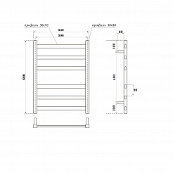 Полотенцесушитель электрический Point Меркурий PN83156BE П6 500x600 левый/правый, черный