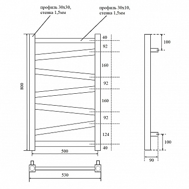 Полотенцесушитель электрический Point Феникс PN15158WE П7 500x800 левый/правый, белый