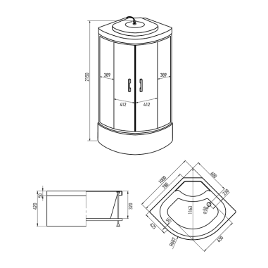 Душевая кабина Erlit ER4510TP-C3-RUS (1000x1000x2150)