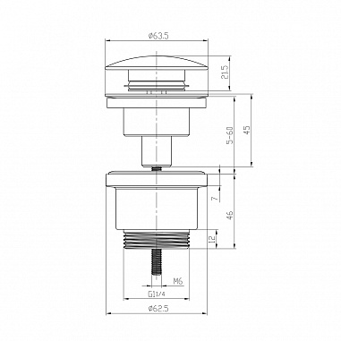 Донный клапан LM8500B универсальный Click/Clack 1 ¼, бронза