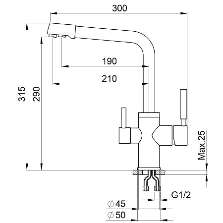 Смеситель для кухни Point PN3103B черый