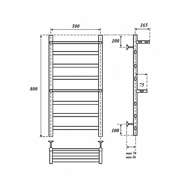 Полотенцесушитель водяной Point Артемида PN14158P П6 500x800 c двумя полками, хром