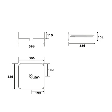 Умывальник накладной, квадратный Point Омега 40, PN43903