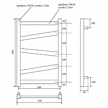 Полотенцесушитель электрический Point Феникс PN15156WE П5 500x600 левый/правый, белый