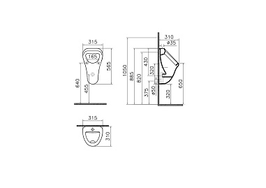 Писсуар Vitra Arkitekt 6202B003-0198, подвод воды сверху