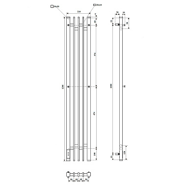 Полотенцесушитель электрический Point Фрея PN20732B П2 180x1200 диммер слева, черный